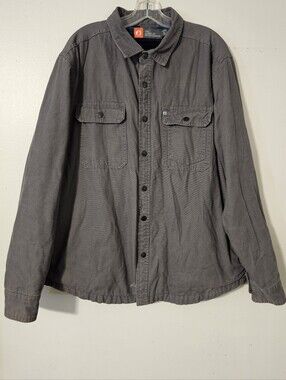 The American Outdoorsman Men's Large Gray Wash Canvas Fleece-Lined Shirt Jacket